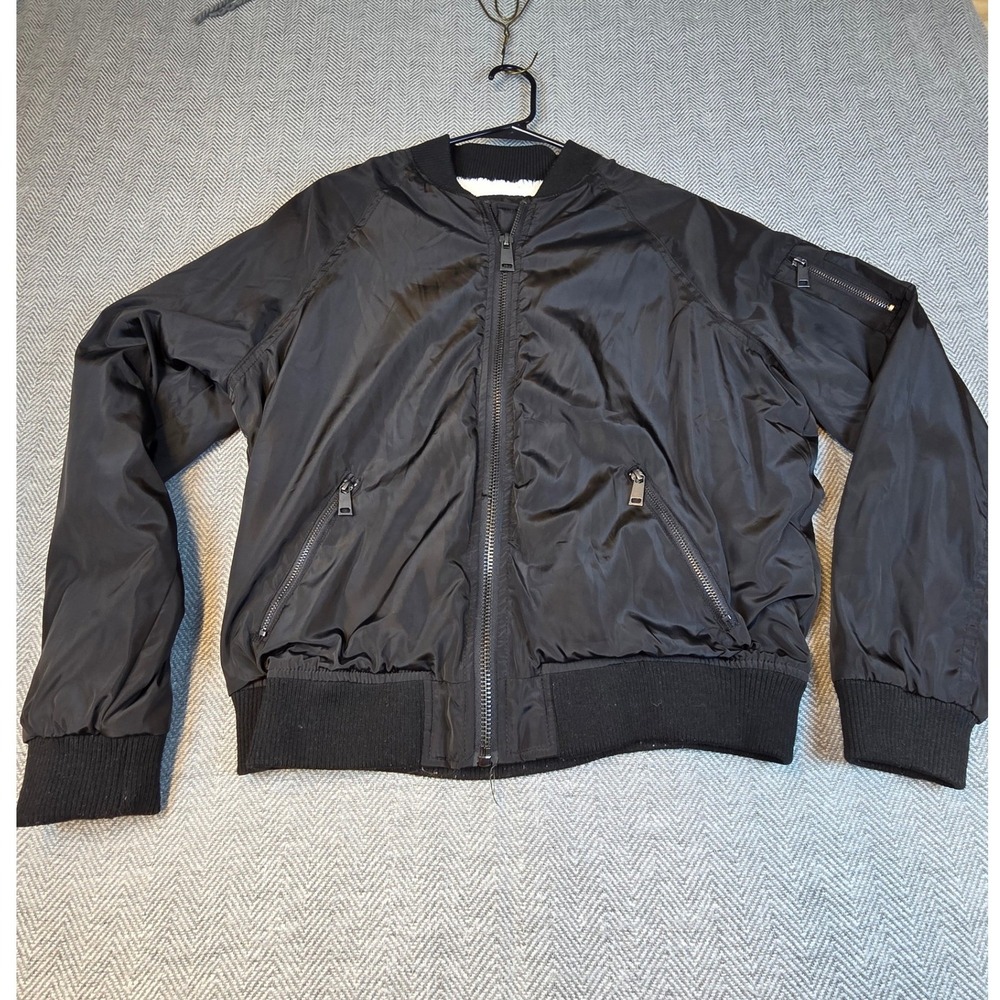 Ashley by 26 International Black Bomber Jacket Faux Fur Lined Large 250399-NFA